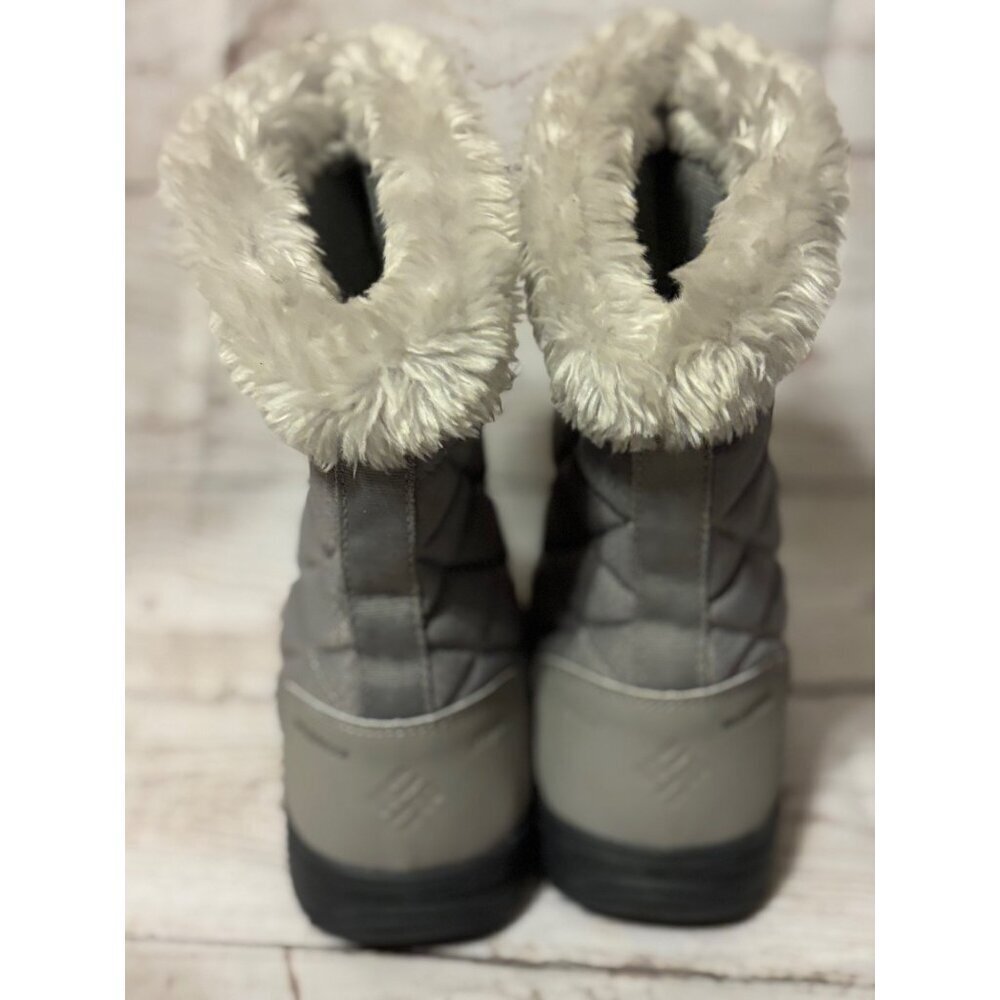 Columbia Gray Suede Fur Top Winter Warm Snow Boots Women’s Size 6 - Picture 7 of 12